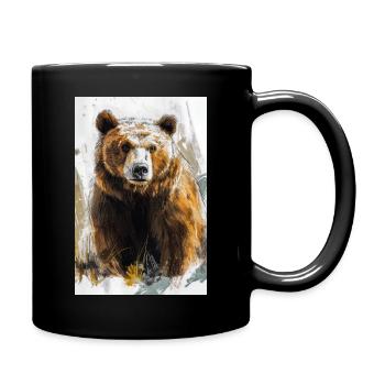 Illustration eines Bären - Tasse einfarbig - Schwarz - Rechts