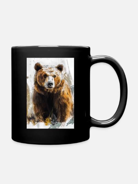 Illustration eines Bären - Tasse einfarbig - Schwarz