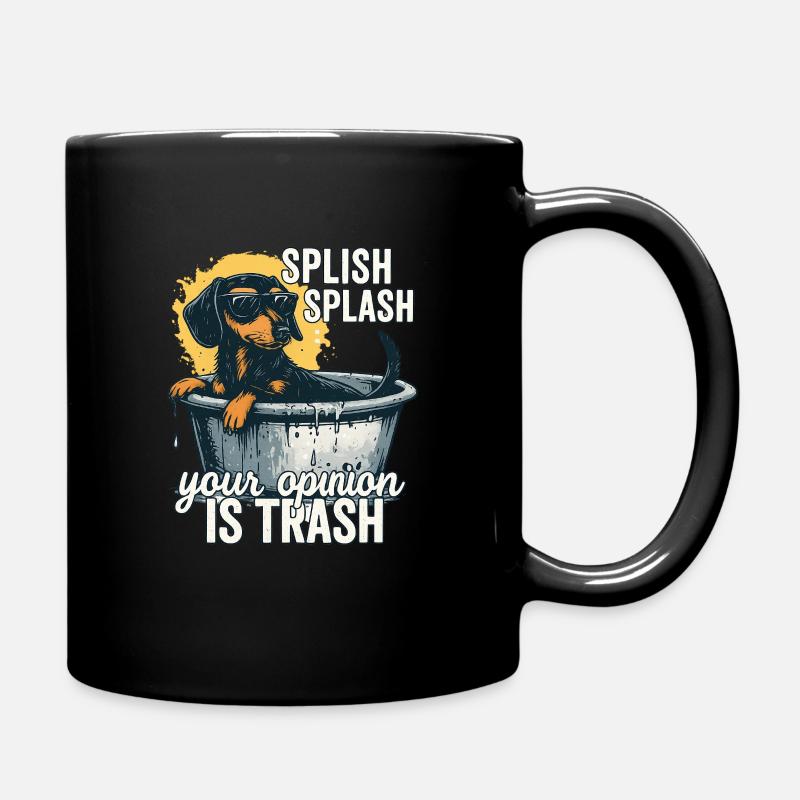 L’avis de Splish Splash est un teckel poubelle - Mug uni - noir