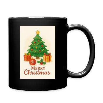 Weihnachtsbaum mit Geschenken - Tasse einfarbig - Schwarz - Rechts