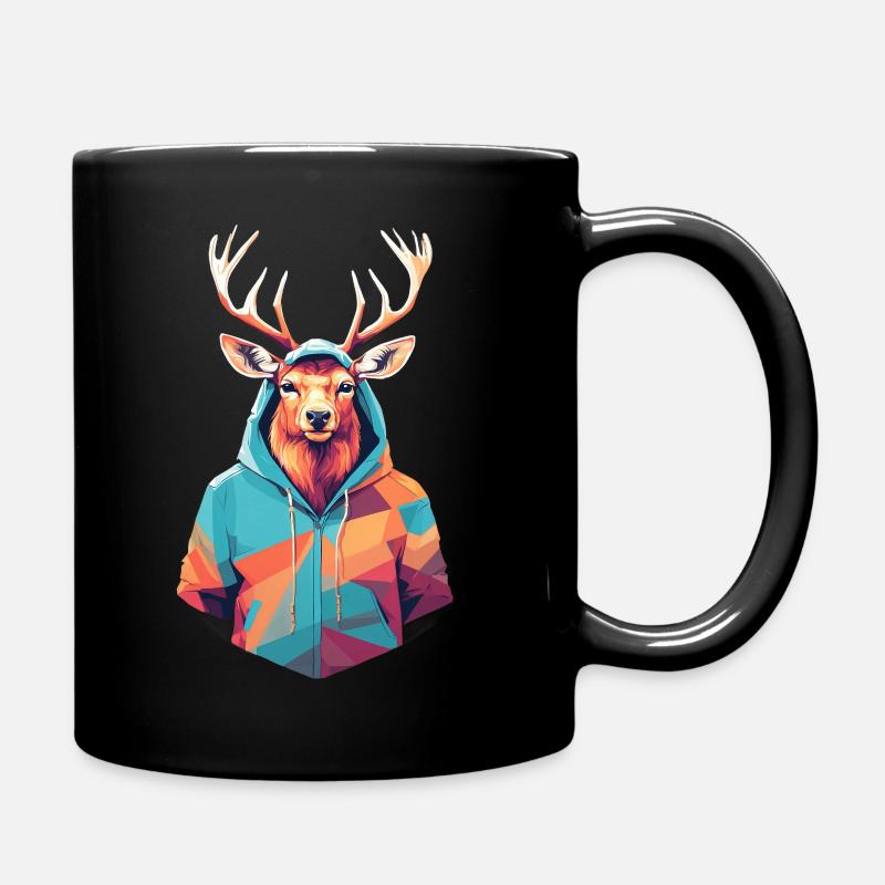 Cerf géométrique en sweat à capuche - Mug uni - noir