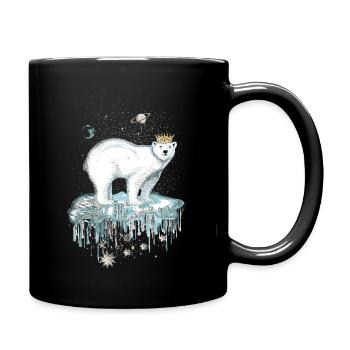 Majestätischer Eisbär mit Krone auf Eisscholle - Tasse einfarbig - Schwarz - Rechts