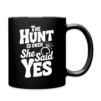 The Hunt is Over She Said Yes - Full Colour Mug - black - Right
