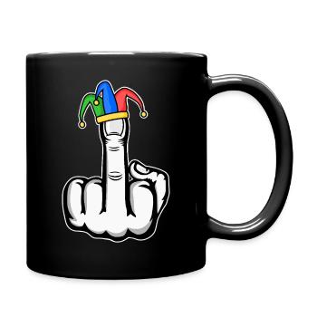 Mittelfinger Stingerfinger Karneval - Tasse einfarbig - Schwarz - Rechts