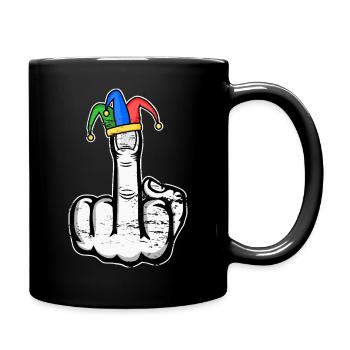 Mittelfinger Stingerfinger Karneval - Tasse einfarbig - Schwarz - Rechts