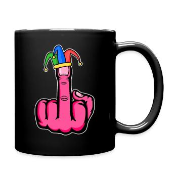 Mittelfinger Stingerfinger Karneval - Tasse einfarbig - Schwarz - Rechts