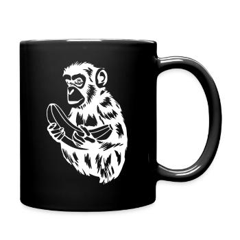 Affe mit Banane T-shirt Geschenk - Tasse einfarbig - Schwarz - Rechts
