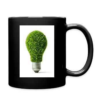Leafy Glow Light Bulb Design - Full Colour Mug - black - Right