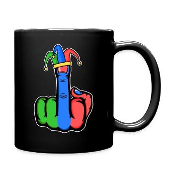 Mittelfinger Stingerfinger Karneval - Tasse einfarbig - Schwarz - Rechts