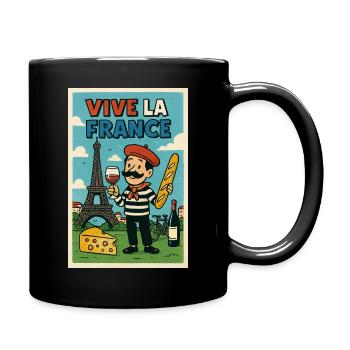 Es lebe Frankreich Retro Gourmet - Tasse einfarbig - Schwarz - Rechts