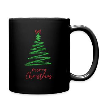 Style de brosse arbre de Noël vert - Mug uni - noir - Droite