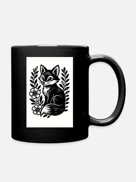 Fox in the Blossom Dance - Full Colour Mug - black