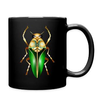 Gold-grüner Skarabäus – mystisches Insektenmotiv - Tasse einfarbig - Schwarz - Rechts