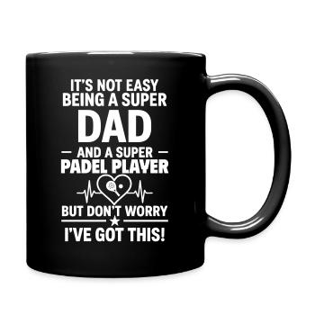 Herz + Padel – Super Dad Padel Spieler - Tasse einfarbig - Schwarz - Rechts