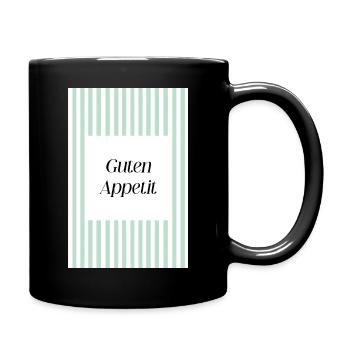 Guten Appetit - grüne Streifen - Tasse einfarbig - Schwarz - Rechts