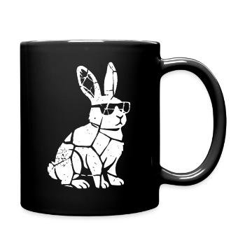 Hase Sonnenbrille Grunge Rissig Vektor - Tasse einfarbig - Schwarz - Rechts