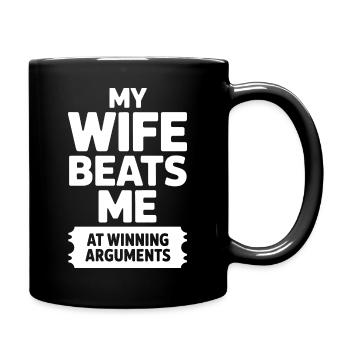 Ma femme me bat pour gagner les disputes - Mug uni - noir - Droite
