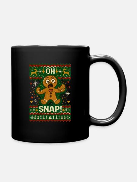 Oh Snap Lebkuchenmann Ugly Christmas - Tasse einfarbig - Schwarz