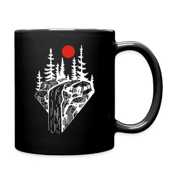 The red sun and the white waterfall - Full Colour Mug - black - Right