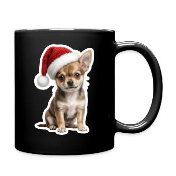 Chiot chihuahua avec chapeau de Noël - Mug uni - noir - Droite