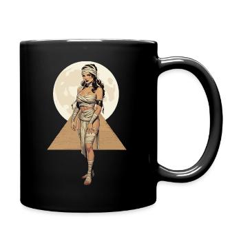 Mama-Frau am Mond und an der Pyramide - Tasse einfarbig - Schwarz - Rechts