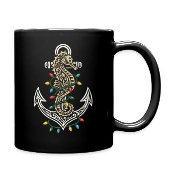 Ancre maritime de Noël hippocampe et lumière - Mug uni - noir - Droite