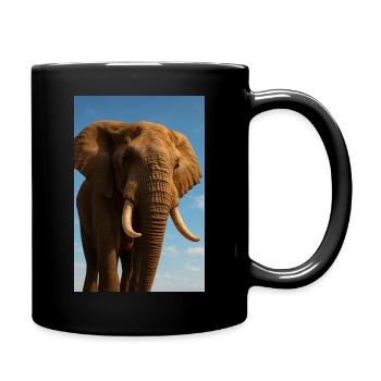 Elephant in close-up with sunshine - Full Colour Mug - black - Right