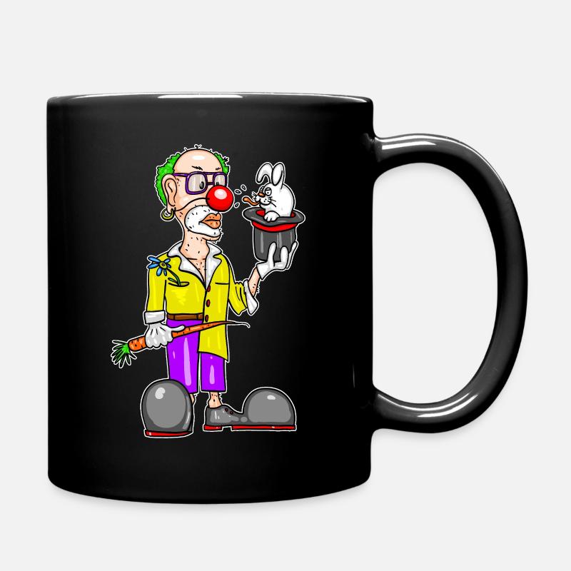 Clown & Rabbit – Funny Magic Cartoon - Full Colour Mug - black