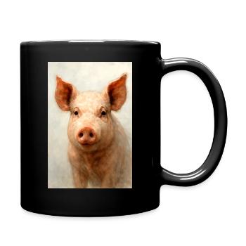 Portrait de cochon à l’aquarelle - Mug uni - noir - Droite