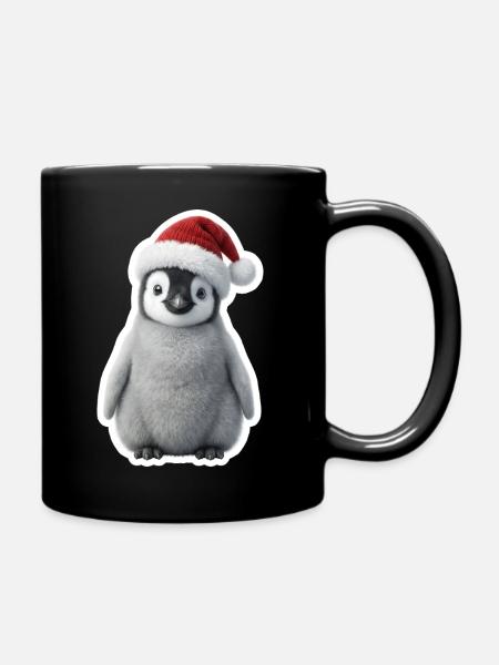Little penguin in winter magic - Full Colour Mug - black