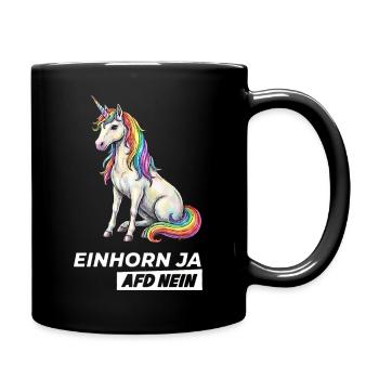 Cooles Einhorn Ja, Partei AfD Nein - Tasse einfarbig - Schwarz - Rechts