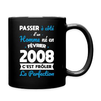 18th birthday - born in February 2008 - Full Colour Mug - black - Right