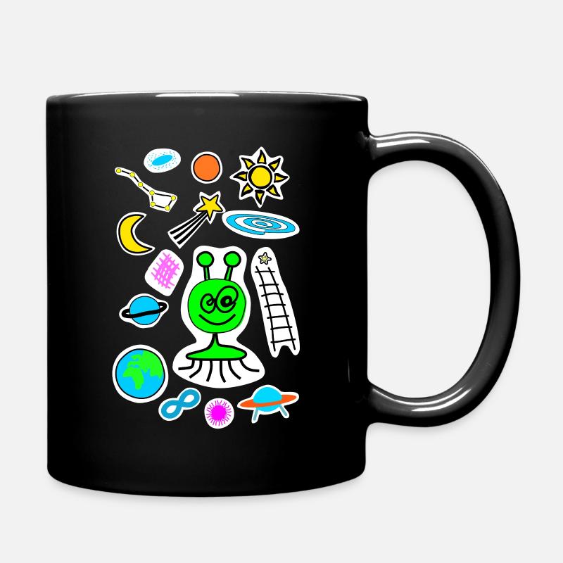 Weltraumkritzelei - Tasse einfarbig - Schwarz