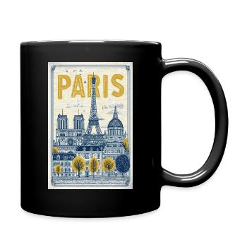 Paris Skyline Vintage-Poster - Tasse einfarbig - Schwarz - Rechts
