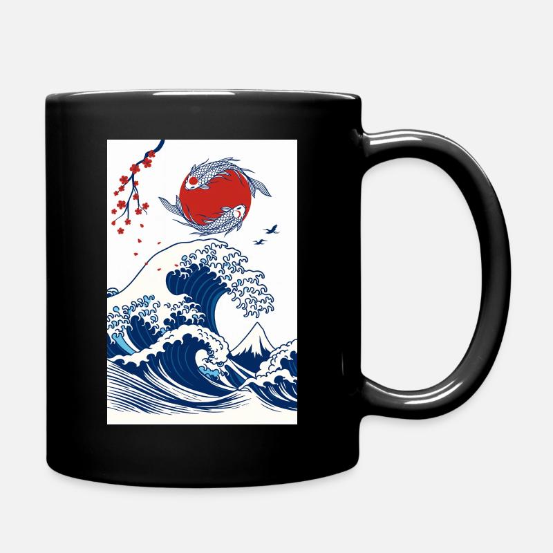 Koi et Vague en Soleil - Mug uni - noir