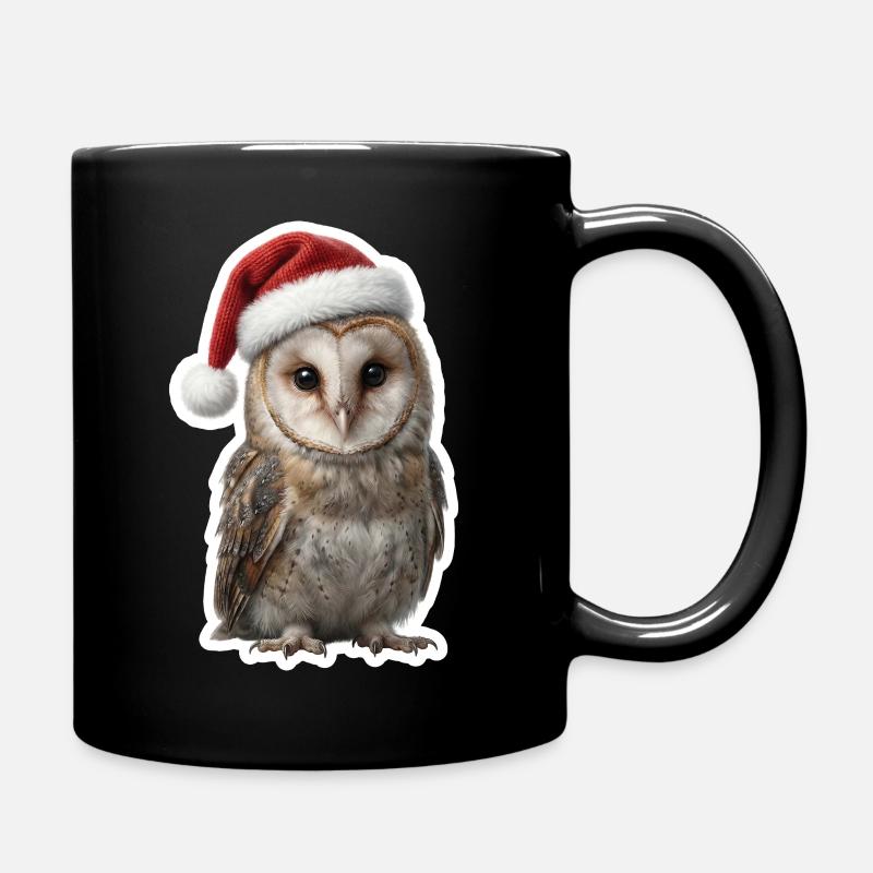 Mysterious owl in the magic of Christmas - Full Colour Mug - black