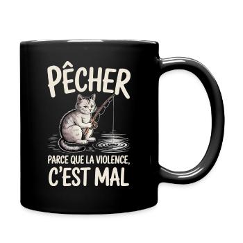 Angeln, weil Gewalt falsch ist - Tasse einfarbig - Schwarz - Rechts
