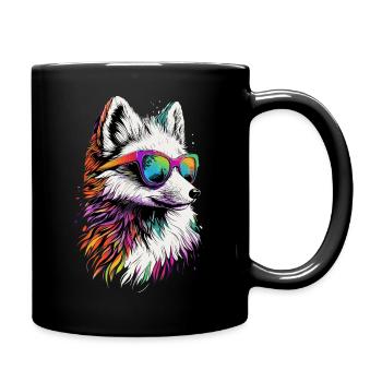 Polarfuchs Schneefuchs Eisfuchs Süßer Weißer Fuchs - Tasse einfarbig - Schwarz - Rechts
