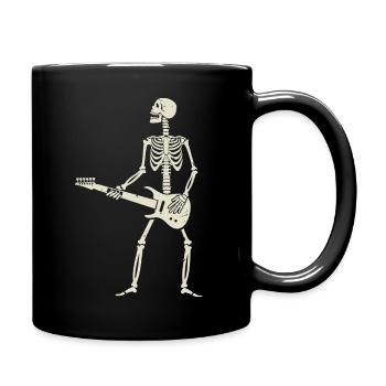 Funny Skeleton Playing Guitar Rock and Roll Fans  - Full Colour Mug - black - Right