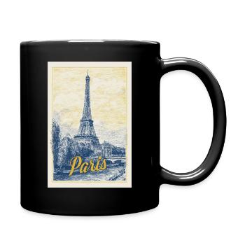 Pariser Eiffel-Bauplan - Tasse einfarbig - Schwarz - Rechts