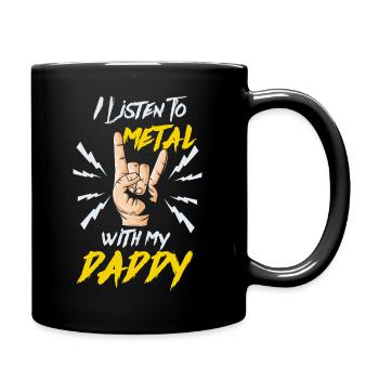J’écoute du metal avec mon papa Rock Music Art - Mug uni - noir - Droite