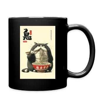 Neko Ramen chat qui aspire des nouilles - Mug uni - noir - Droite