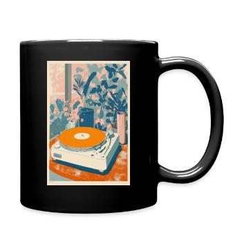 Retro Vinyl Garden Scene - Full Colour Mug - black - Right