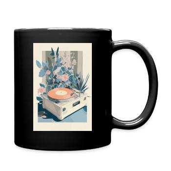 Retro Bloom Vinyl Dream - Full Colour Mug - black - Right
