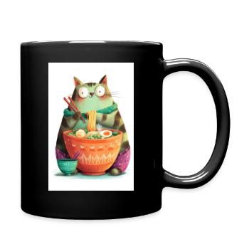 Festin de chats ramen - Mug uni - noir - Droite