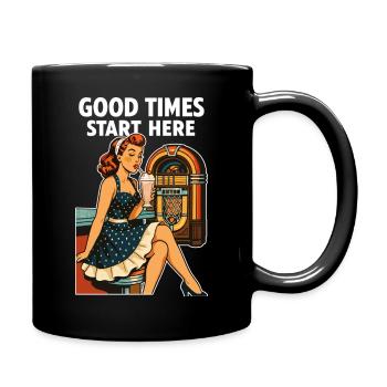 Rockabilly 50er Diner Milchshake Jukebox Retro  - Tasse einfarbig - Schwarz - Rechts