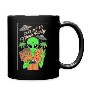 Take Me To Your Party Alien 6. Geburtstag - Tasse einfarbig - Schwarz - Rechts