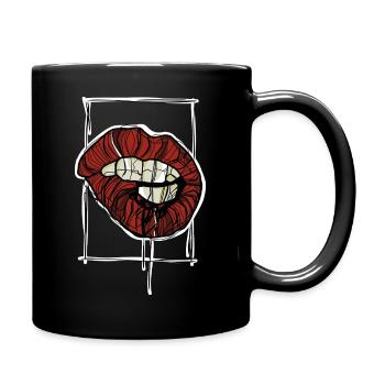 Rote Lippen Grafik Graphische Skizze - Tasse einfarbig - Schwarz - Rechts