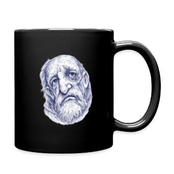 Old Man Sketch Portrait - Full Colour Mug - black - Right