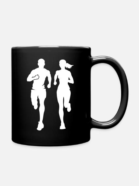 Marathonläufer Team Silhouette Marathon - Tasse einfarbig - Schwarz